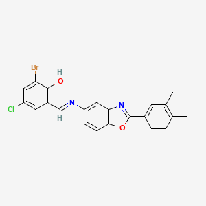 2-bromo-4-chloro-6-[(E)-{[2-(3,4-dimethylphenyl)-1,3-benzoxazol-5-yl]imino}methyl]phenol