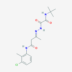 (3E)-3-{2-[(tert-butylamino)(oxo)acetyl]hydrazinylidene}-N-(3-chloro-2-methylphenyl)butanamide