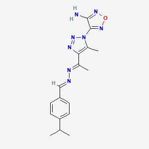 molecular formula C17H20N8O B11532742 4-{5-methyl-4-[(1E)-1-{(2E)-[4-(propan-2-yl)benzylidene]hydrazinylidene}ethyl]-1H-1,2,3-triazol-1-yl}-1,2,5-oxadiazol-3-amine 