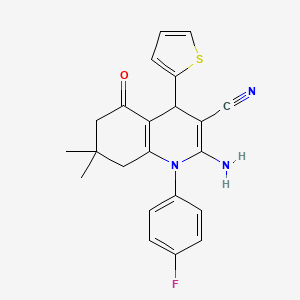 2-Amino-1-(4-fluorophenyl)-7,7-dimethyl-5-oxo-4-(thiophen-2-yl)-1,4,5,6,7,8-hexahydroquinoline-3-carbonitrile