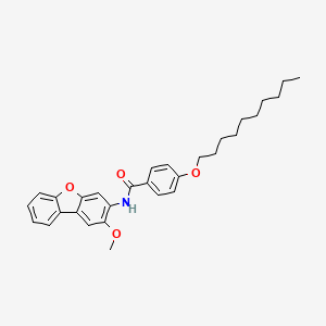 molecular formula C30H35NO4 B11532768 4-(decyloxy)-N-(2-methoxydibenzo[b,d]furan-3-yl)benzamide 