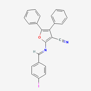 molecular formula C24H15IN2O B11532797 2-{[(E)-(4-iodophenyl)methylidene]amino}-4,5-diphenylfuran-3-carbonitrile 