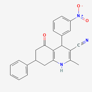 molecular formula C23H19N3O3 B11532805 2-Methyl-4-(3-nitrophenyl)-5-oxo-7-phenyl-1,4,5,6,7,8-hexahydroquinoline-3-carbonitrile 