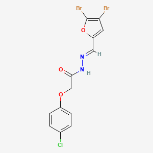 2-(4-chlorophenoxy)-N'-[(E)-(4,5-dibromofuran-2-yl)methylidene]acetohydrazide