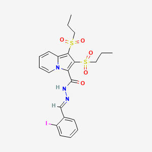 molecular formula C22H24IN3O5S2 B11532816 N'-[(E)-(2-iodophenyl)methylidene]-1,2-bis(propylsulfonyl)indolizine-3-carbohydrazide 