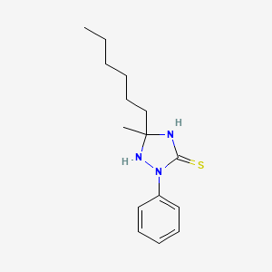 molecular formula C15H23N3S B11532836 5-Hexyl-5-methyl-2-phenyl-1,2,4-triazolidine-3-thione 