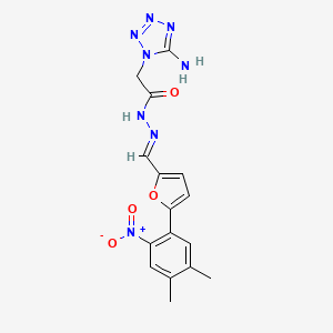 molecular formula C16H16N8O4 B11532849 2-(5-amino-1H-tetrazol-1-yl)-N'-{(E)-[5-(4,5-dimethyl-2-nitrophenyl)furan-2-yl]methylidene}acetohydrazide 