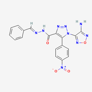 molecular formula C18H13N9O4 B11532877 1-(4-amino-1,2,5-oxadiazol-3-yl)-5-(4-nitrophenyl)-N'-[(E)-phenylmethylidene]-1H-1,2,3-triazole-4-carbohydrazide 