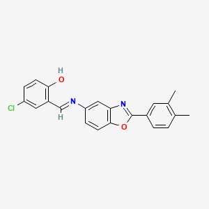 4-chloro-2-[(E)-{[2-(3,4-dimethylphenyl)-1,3-benzoxazol-5-yl]imino}methyl]phenol