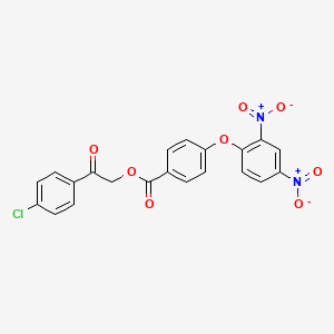 molecular formula C21H13ClN2O8 B11532890 2-(4-Chlorophenyl)-2-oxoethyl 4-(2,4-dinitrophenoxy)benzoate 