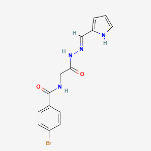 molecular formula C14H13BrN4O2 B11532899 4-bromo-N-{2-oxo-2-[2-(1H-pyrrol-2-ylmethylene)hydrazino]ethyl}benzamide 