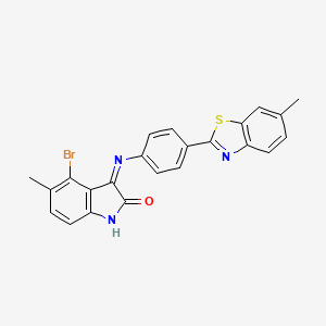 molecular formula C23H16BrN3OS B11532978 (3Z)-4-bromo-5-methyl-3-{[4-(6-methyl-1,3-benzothiazol-2-yl)phenyl]imino}-1,3-dihydro-2H-indol-2-one 