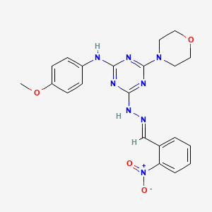 N-(4-methoxyphenyl)-4-(morpholin-4-yl)-6-[(2E)-2-(2-nitrobenzylidene)hydrazinyl]-1,3,5-triazin-2-amine