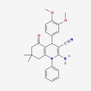 molecular formula C26H27N3O3 B11532992 2-Amino-4-(3,4-dimethoxyphenyl)-7,7-dimethyl-5-oxo-1-phenyl-1,4,5,6,7,8-hexahydroquinoline-3-carbonitrile CAS No. 311332-77-1