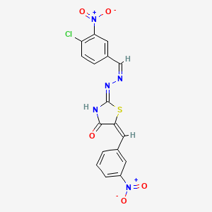 (2Z,5E)-2-[(2Z)-(4-chloro-3-nitrobenzylidene)hydrazinylidene]-5-(3-nitrobenzylidene)-1,3-thiazolidin-4-one