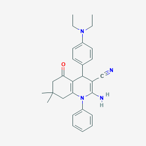 molecular formula C28H32N4O B11533015 2-Amino-4-(4-(diethylamino)phenyl)-7,7-dimethyl-5-oxo-1-phenyl-1,4,5,6,7,8-hexahydroquinoline-3-carbonitrile CAS No. 312265-63-7