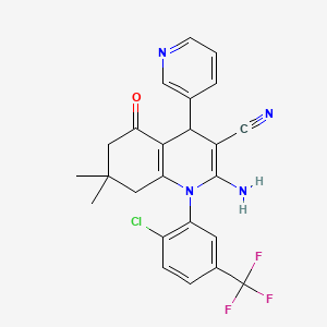 2-Amino-1-[2-chloro-5-(trifluoromethyl)phenyl]-7,7-dimethyl-5-oxo-4-(pyridin-3-yl)-1,4,5,6,7,8-hexahydroquinoline-3-carbonitrile