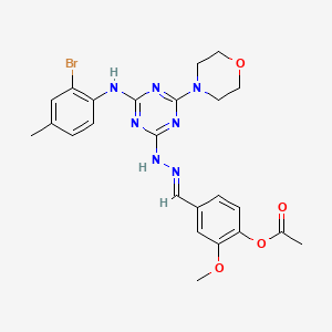 4-[(E)-(2-{4-[(2-bromo-4-methylphenyl)amino]-6-(morpholin-4-yl)-1,3,5-triazin-2-yl}hydrazinylidene)methyl]-2-methoxyphenyl acetate