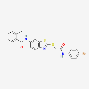 molecular formula C23H18BrN3O2S2 B11533045 N-[2-({2-[(4-bromophenyl)amino]-2-oxoethyl}sulfanyl)-1,3-benzothiazol-6-yl]-2-methylbenzamide 