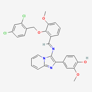 4-(3-{[(E)-{2-[(2,4-dichlorobenzyl)oxy]-3-methoxyphenyl}methylidene]amino}imidazo[1,2-a]pyridin-2-yl)-2-methoxyphenol