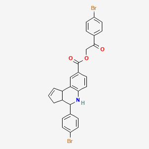 molecular formula C27H21Br2NO3 B11533093 2-(4-bromophenyl)-2-oxoethyl 4-(4-bromophenyl)-3a,4,5,9b-tetrahydro-3H-cyclopenta[c]quinoline-8-carboxylate 