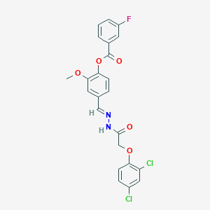 4-[(E)-{2-[(2,4-dichlorophenoxy)acetyl]hydrazinylidene}methyl]-2-methoxyphenyl 3-fluorobenzoate