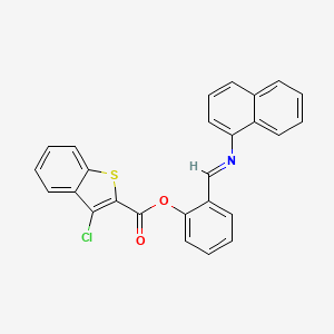 molecular formula C26H16ClNO2S B11533130 2-[(E)-(naphthalen-1-ylimino)methyl]phenyl 3-chloro-1-benzothiophene-2-carboxylate 