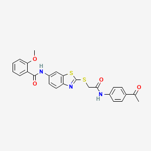 molecular formula C25H21N3O4S2 B11533145 N-[2-({2-[(4-acetylphenyl)amino]-2-oxoethyl}sulfanyl)-1,3-benzothiazol-6-yl]-2-methoxybenzamide 