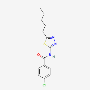 molecular formula C14H16ClN3OS B11533156 4-chloro-N-(5-pentyl-1,3,4-thiadiazol-2-yl)benzamide 