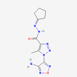 molecular formula C11H14N8O2 B11533160 1-(4-amino-1,2,5-oxadiazol-3-yl)-N'-cyclopentylidene-5-methyl-1H-1,2,3-triazole-4-carbohydrazide 