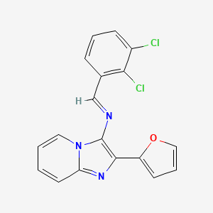 molecular formula C18H11Cl2N3O B11533161 N-[(E)-(2,3-dichlorophenyl)methylidene]-2-(furan-2-yl)imidazo[1,2-a]pyridin-3-amine 