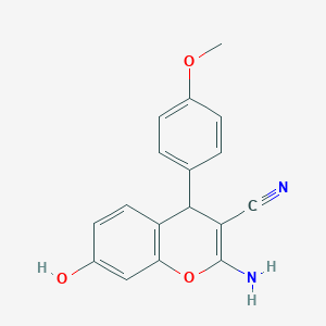 molecular formula C17H14N2O3 B11533162 2-amino-7-hydroxy-4-(4-methoxyphenyl)-4H-chromene-3-carbonitrile 