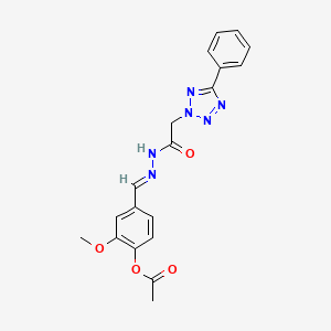 2-methoxy-4-[(E)-{2-[(5-phenyl-2H-tetrazol-2-yl)acetyl]hydrazinylidene}methyl]phenyl acetate