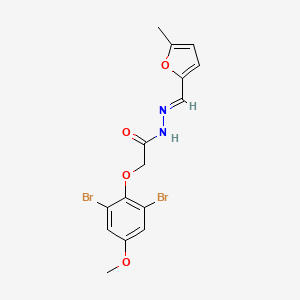 molecular formula C15H14Br2N2O4 B11533202 2-(2,6-dibromo-4-methoxyphenoxy)-N'-[(E)-(5-methylfuran-2-yl)methylidene]acetohydrazide 