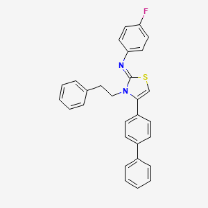 molecular formula C29H23FN2S B11533204 N-[(2Z)-4-(biphenyl-4-yl)-3-(2-phenylethyl)-1,3-thiazol-2(3H)-ylidene]-4-fluoroaniline 