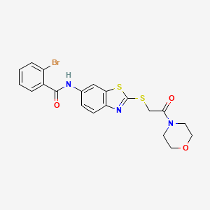 molecular formula C20H18BrN3O3S2 B11533233 2-bromo-N-(2-{[2-(morpholin-4-yl)-2-oxoethyl]sulfanyl}-1,3-benzothiazol-6-yl)benzamide 