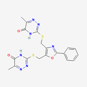 3,3'-[(2-phenyl-1,3-oxazole-4,5-diyl)bis(methanediylsulfanediyl)]bis(6-methyl-1,2,4-triazin-5(4H)-one)