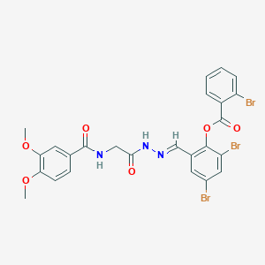 2,4-Dibromo-6-[(E)-({2-[(3,4-dimethoxyphenyl)formamido]acetamido}imino)methyl]phenyl 2-bromobenzoate