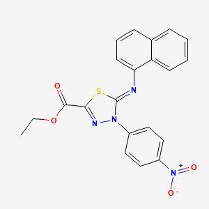 ethyl (5Z)-5-(naphthalen-1-ylimino)-4-(4-nitrophenyl)-4,5-dihydro-1,3,4-thiadiazole-2-carboxylate