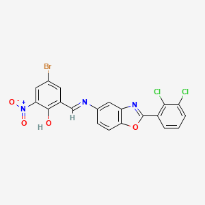 molecular formula C20H10BrCl2N3O4 B11533278 4-bromo-2-[(E)-{[2-(2,3-dichlorophenyl)-1,3-benzoxazol-5-yl]imino}methyl]-6-nitrophenol 