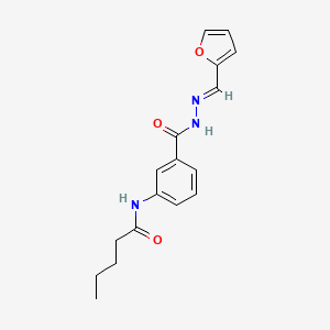 molecular formula C17H19N3O3 B11533309 N-(3-{[(2E)-2-(furan-2-ylmethylidene)hydrazinyl]carbonyl}phenyl)pentanamide 