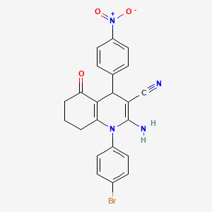 molecular formula C22H17BrN4O3 B11533314 2-Amino-1-(4-bromophenyl)-4-(4-nitrophenyl)-5-oxo-1,4,5,6,7,8-hexahydroquinoline-3-carbonitrile 