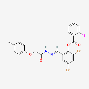 2,4-dibromo-6-[(E)-{2-[(4-methylphenoxy)acetyl]hydrazinylidene}methyl]phenyl 2-iodobenzoate