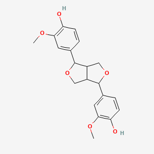 molecular formula C20H22O6 B1153338 4-[6-(4-Hydroxy-3-methoxyphenyl)-1,3,3a,4,6,6a-hexahydrofuro[3,4-c]furan-3-yl]-2-methoxyphenol CAS No. 4263-88-1