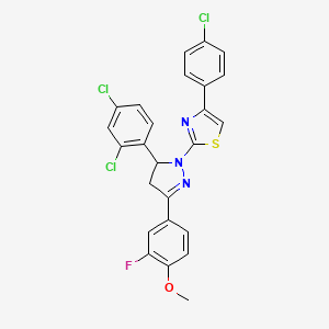 4-(4-chlorophenyl)-2-[5-(2,4-dichlorophenyl)-3-(3-fluoro-4-methoxyphenyl)-4,5-dihydro-1H-pyrazol-1-yl]-1,3-thiazole