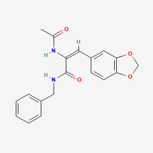 molecular formula C19H18N2O4 B11533401 Propenamide, 2-acetylamino-3-(3,4-methylenedioxyphenyl)-N-benzyl- 