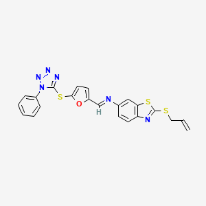 N-[(E)-{5-[(1-phenyl-1H-tetrazol-5-yl)sulfanyl]furan-2-yl}methylidene]-2-(prop-2-en-1-ylsulfanyl)-1,3-benzothiazol-6-amine