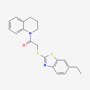 molecular formula C20H20N2OS2 B11533408 1-(3,4-dihydroquinolin-1(2H)-yl)-2-[(6-ethyl-1,3-benzothiazol-2-yl)sulfanyl]ethanone 