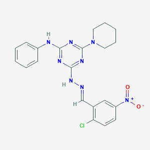 4-[(2E)-2-(2-chloro-5-nitrobenzylidene)hydrazinyl]-N-phenyl-6-(piperidin-1-yl)-1,3,5-triazin-2-amine