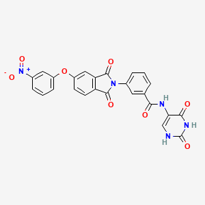 molecular formula C25H15N5O8 B11533442 N-(2,4-dioxo-1,2,3,4-tetrahydropyrimidin-5-yl)-3-[5-(3-nitrophenoxy)-1,3-dioxo-1,3-dihydro-2H-isoindol-2-yl]benzamide 